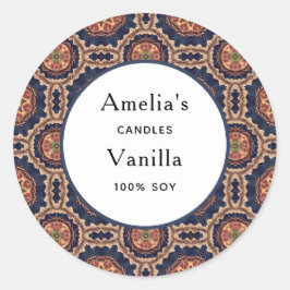 Bloem- en stervormen Patroon - Kaarsenhandel Ronde Sticker