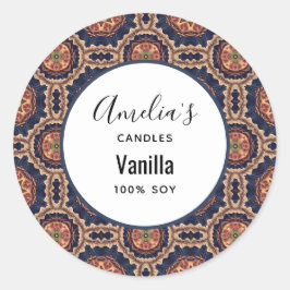 Bloem- en stervormen Patroon - Kaarsenhandel Ronde Sticker