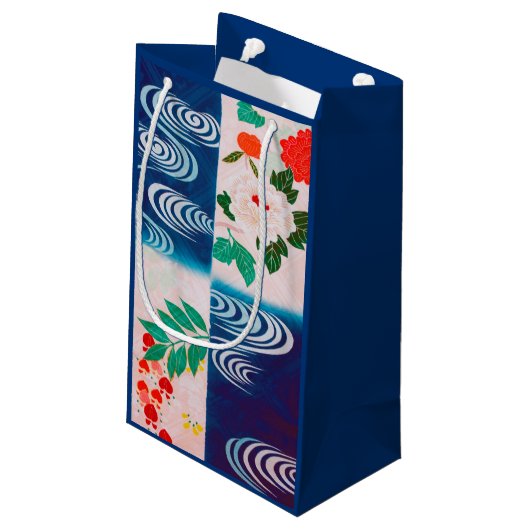 Bloem en stromend water, Japans ontwerp Klein Cadeauzakje (Achterkant Gekanteld)