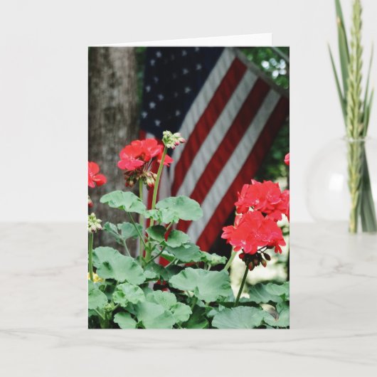 Bloem en vlag Rood wit en blauw Kaart (Voorkant)