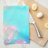 Bloem en vlinder bloemig schattig lente blauw roze theedoek (Quarter Fold)