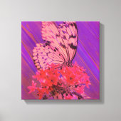 Bloem en vlinder in roze en Paarse Canvas Afdruk (Voorkant)