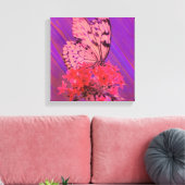 Bloem en vlinder in roze en Paarse Canvas Afdruk (Insitu (Woonkamer))