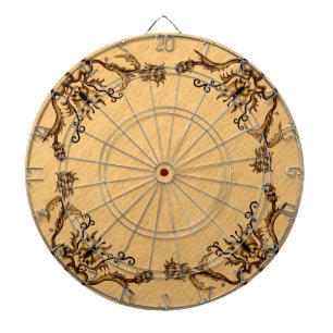 Bloem en vlinder op bruin dartbord