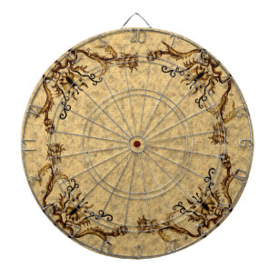 Bloem en vlinder op bruin dartbord