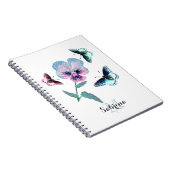 Bloem en vlinders.Gepersonaliseerd Notitieboek (Rechterzijde)
