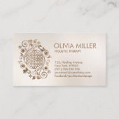 Bloem- en wervelkolom pastaelgoud op parels visitekaartje (Voorkant)