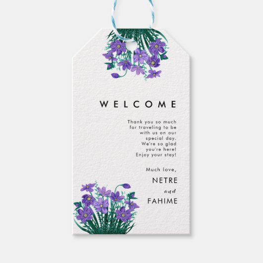 Bloem en wit blad bruiloft welkom cadeau Labels Cadeaulabel (Voorkant)