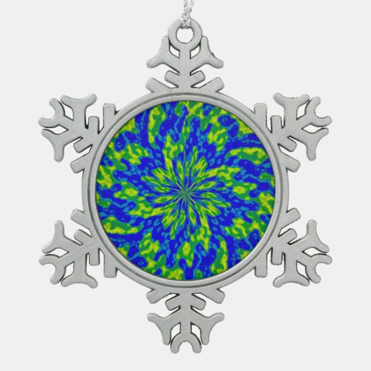 Bloem en Zwervels Mandala Tin Sneeuwvlok Ornament (Voorkant)