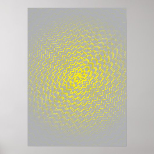 Bloem Energiepatroon geel grijs Poster (Voorkant)