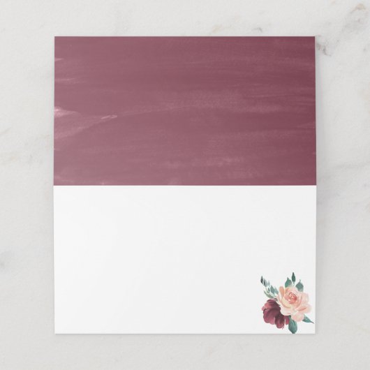 Bloem | Etiket maroon Buffet Kaarten (Buitenkant ongevouwen)