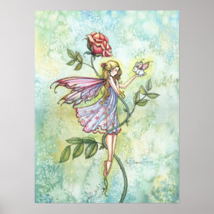 Bloem fee en konijn kunst van Rose's vriend Poster