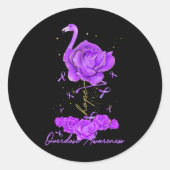 Bloem Flamingo Hope Paars Ribbon Overdosering Awar Ronde Sticker (Voorkant)