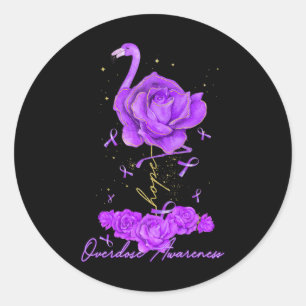 Bloem Flamingo Hope Paars Ribbon Overdosering Awar Ronde Sticker