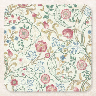 Bloem, Floral Pattern, William Morris Vierkante Kartonnen Onderzetter