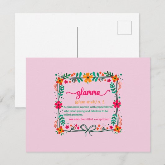 Bloem Frame Glamma Oma Oma Definitie Briefkaart (Voorkant / Achterkant)