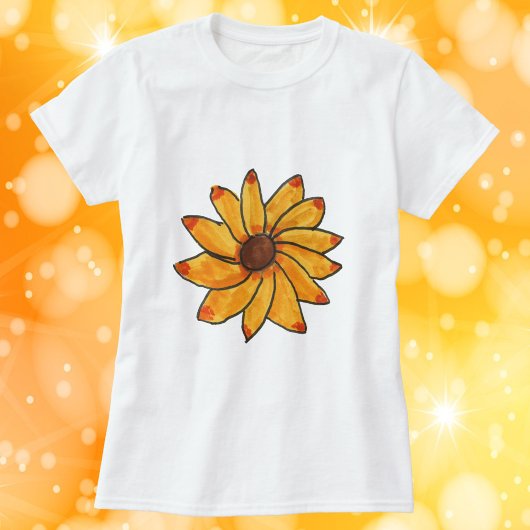 Bloem Geel Hand getrokken Marker Inkt T-shirt