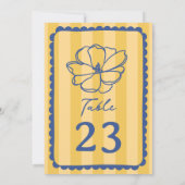 Bloem gele streep bruiloft kaart (Achterkant)