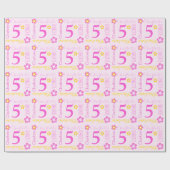 Bloem gepersonaliseerde naam leeftijd 5e verjaarda cadeaupapier (Vlak)