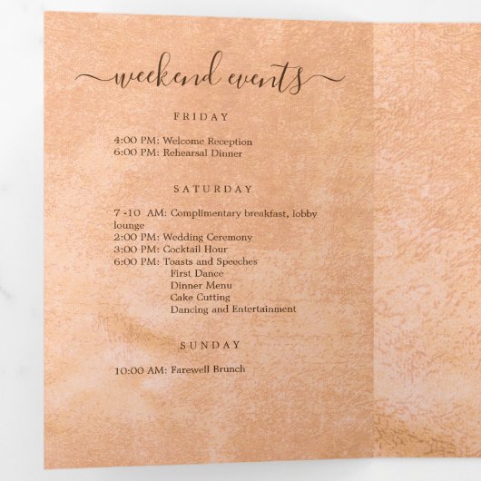 Bloem Gerbera op Abstracte perzik bruiloft Drieluik Programma (Binnenzijde eerst)