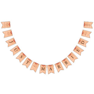 Bloem Gerbera op Abstracte perzik bruiloft Vlaggetjes