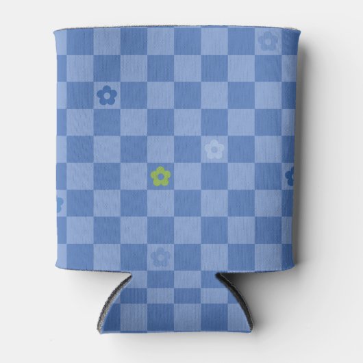 Bloem Geruit Patroon No. 01 - Lichtblauw Blikjeskoeler (Voorkant)