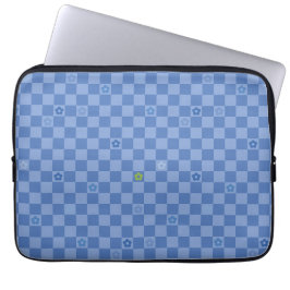 Bloem Geruit Patroon No. 01 - Lichtblauw Laptop Sleeve