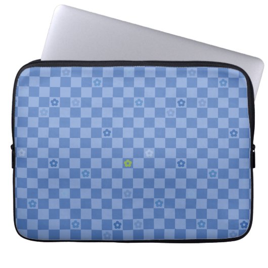 Bloem Geruit Patroon No. 01 - Lichtblauw Laptop Sleeve (Voorkant)