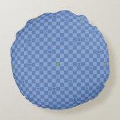 Bloem Geruit Patroon No. 01 - Lichtblauw Rond Kussen (Achterkant)