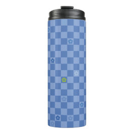 Bloem Geruit Patroon No. 01 - Lichtblauw Thermosbeker