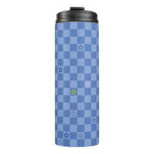Bloem Geruit Patroon No. 01 - Lichtblauw Thermosbeker