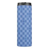 Bloem Geruit Patroon No. 01 - Lichtblauw Thermosbeker (Achterkant)