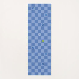Bloem Geruit Patroon No. 01 - Lichtblauw Yogamat