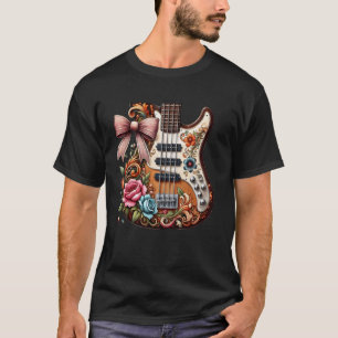 Bloem Gitaar Muziek Gitarist Schattig Grafisch T-s T-shirt