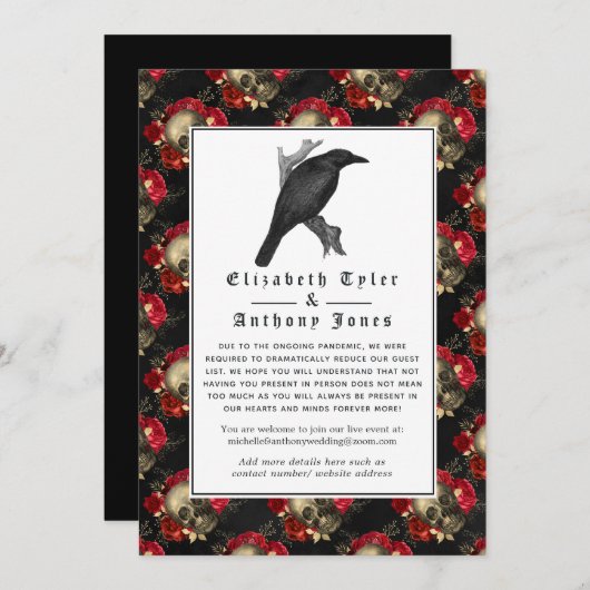 Bloem Gotisch Gereduceerde Trouwgastenlijst Aankondiging (Voorkant / Achterkant)