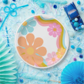 Bloem Groovy Verjaardag Retro Party 70s Mod Party Papieren Bordje (Feest)