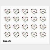 Bloem haard krans MONOGRAM boho burgundy Ronde Sticker (Vel)