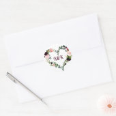 Bloem haard krans MONOGRAM boho burgundy Ronde Sticker (Envelop)