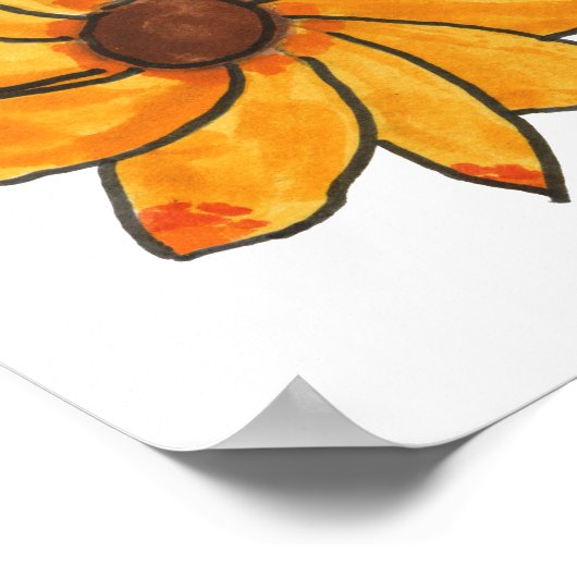 Bloem Hand getrokken gele marker Poster (Hoek)