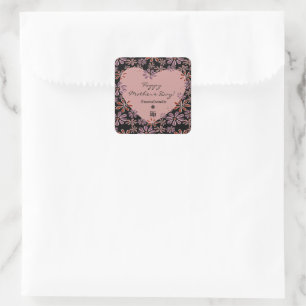 Bloem Hart Gelukkige Moederdag Logo Sociaal Vierkante Sticker