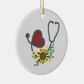 Bloem hartstethoscoop keramisch ornament (Rechts)