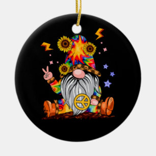 Bloem Hippie Gnoom Tie Dye Gnoom Vredesbord Gnoom Keramisch Ornament