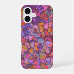 Bloem Illustratie Patroon in Paars iPhone 16 Hoesje