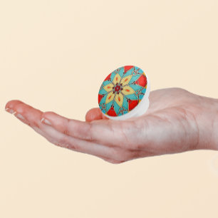 Bloem in de glazen vormen van sinamel - Turquoise Keramische Knop