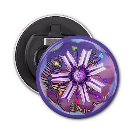 Bloem in de woestijn button flesopener (Voorkant)