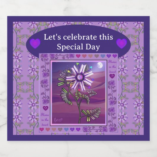 Bloem in de woestijn sparkling wijnetiket (Enkel label)