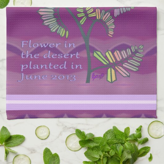 Bloem in de woestijnkeukenhanddoek theedoek (Gevouwen)