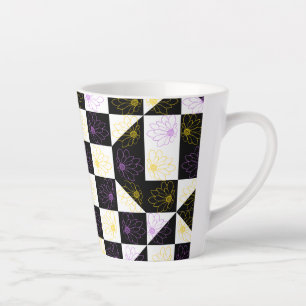 bloem in het monochrome patroon van de astmamontro latte mok