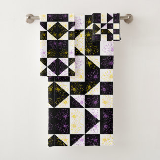 bloem in monochrome esthetisch dambordpatroon bad handdoek
