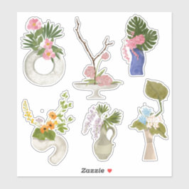 Bloem in Vaas op maat gesneden vinyl sticker